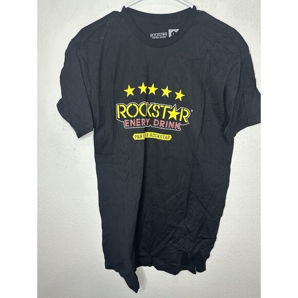 Men’s Rockstar Energy Star Logo Black Graphic T Shirt Size Large - Picture 1 of 6
